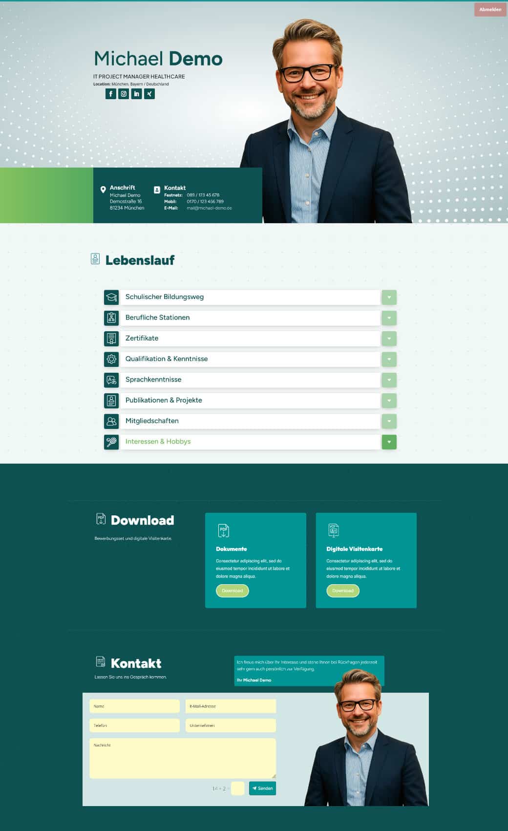 Referenz Demo -BewerbungsHomepage Referenz Demo -BewerbungsHomepage